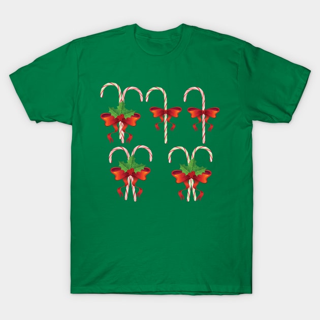 Candy Canes with Bow T-Shirt by AnnArtshock